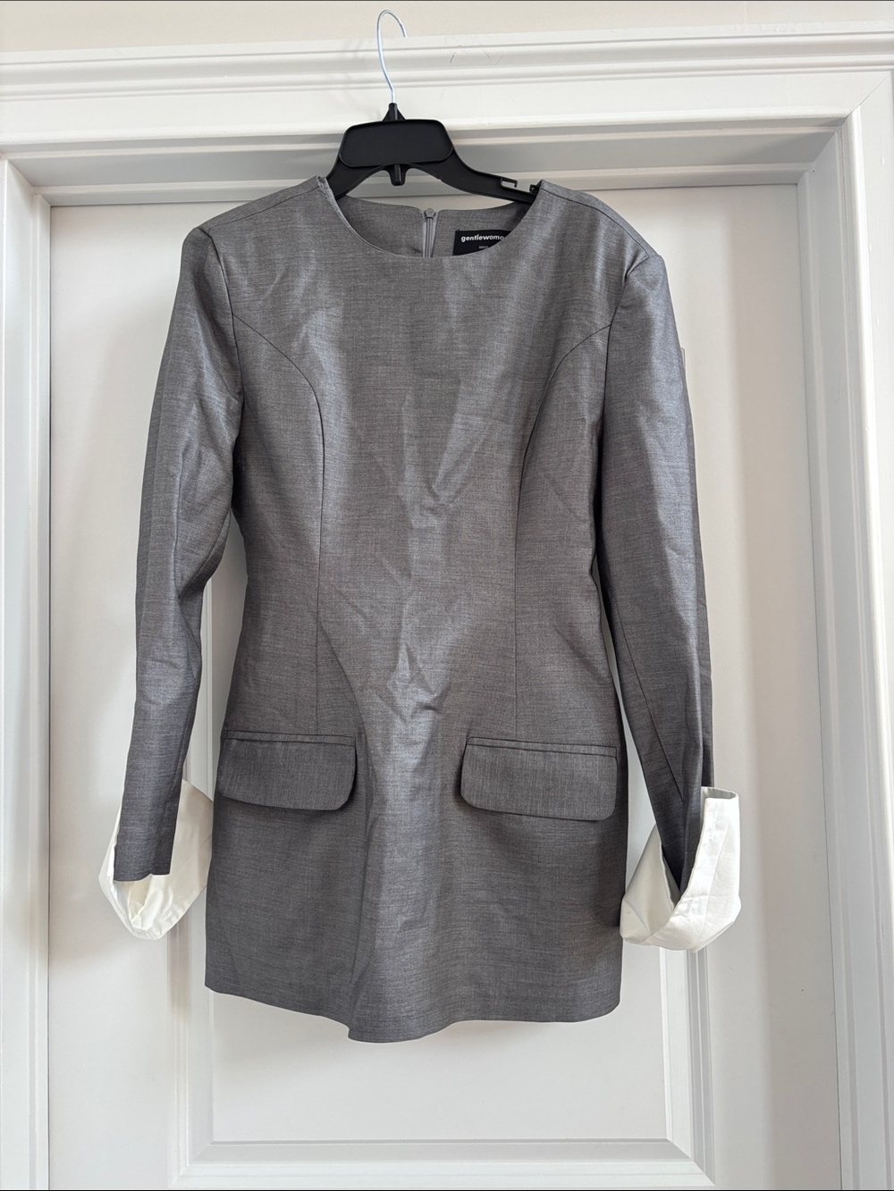 Classic Grey Dress with White Cuff